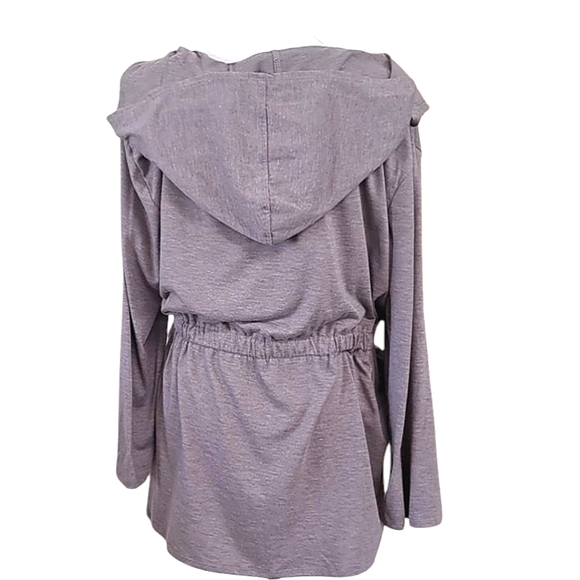 Gray Cardigan with Open Tie Front and Long Sleeves Hoodie Wrap Size… - Picture 2 of 10